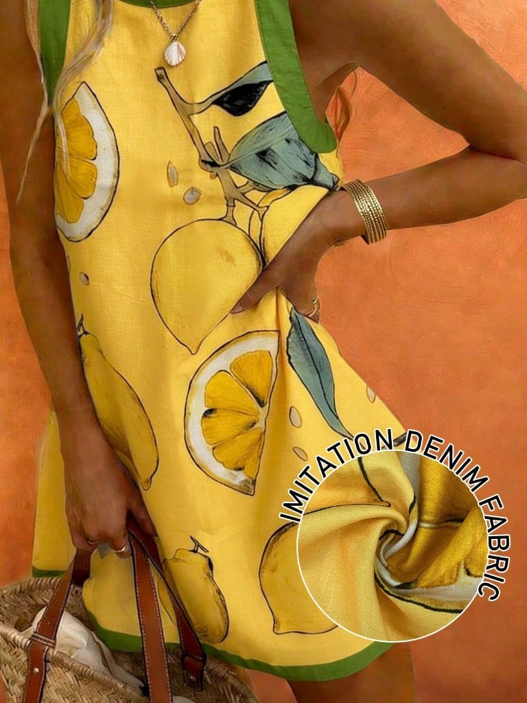 Yellow Bohemian Women's Elegant Sleeveless Beach Vacation Dress